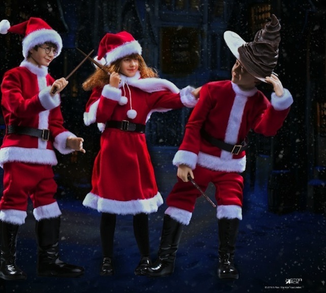 Standing almost 10 inches tall, and limited to 250 pieces, these Christmas versions of Harry Potter, Hermione Granger, and Ron Weasley are well-crafted and costumed. Photo courtesy of Star Ace Toys