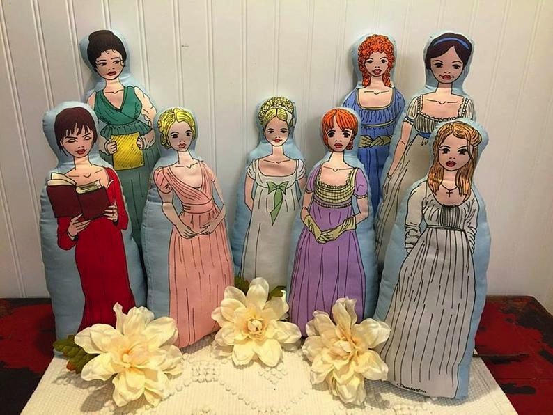 Marie Whelan of Pembertea offers sewing kits and instructions to create eight of Jane Austen’s most beloved lovely heroines. These are available through her Etsy shop, along with many other Austen accessories and collectibles.