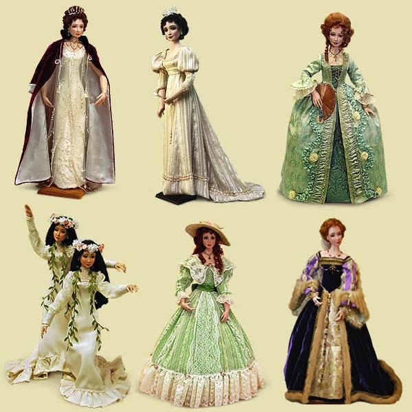 Ms. Mollie O dolls are the epitome of well-researched, designed, and crafted creations. Their costumes evoke elegance and passion from past eras.