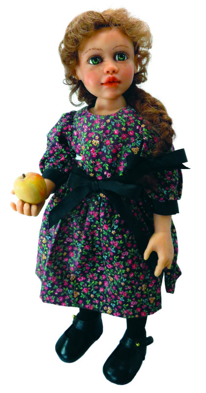 “About 17 years ago I made this doll with oven-baked clay. We didn’t have the resin back then to make our dolls or any contacts overseas to make them. I made her clothing and even her apple. It was fun,” Moulton said.