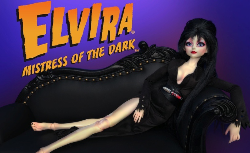 The brand-new Elvira BJD creation. Photo courtesy of Dollstories.com, TM & ©2017 Queen “B” Productions