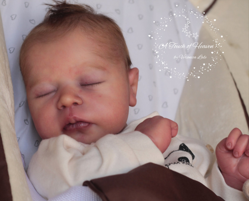 Realistic sleeping baby doll.