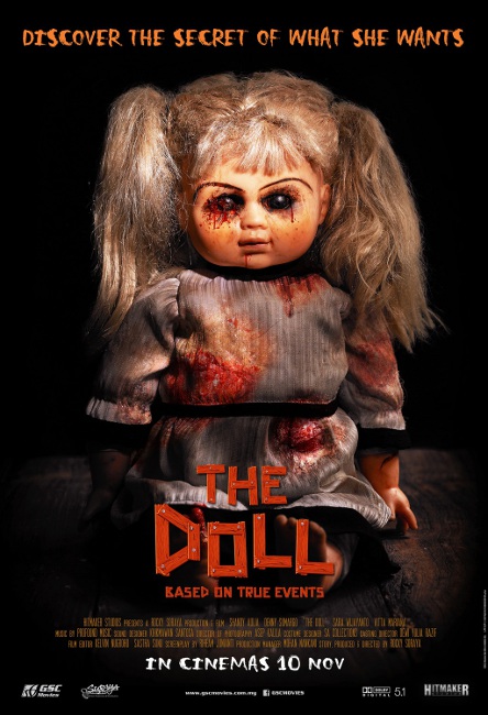 “The Doll” advertising poster hints at hidden desires.