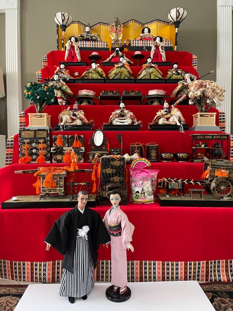 Yuko Waugh made a special kimono set for her Gene and Trent dolls to go with her traditional Hina Ningyo display.